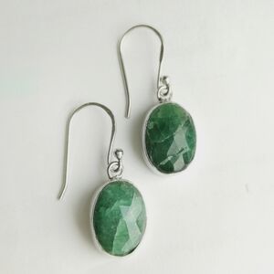 NEW Emerald gemstone earrings in Sterling Silver